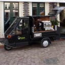 Mobiele Espressobar Italiaanse Piaggio + WK koffiebonen pakket